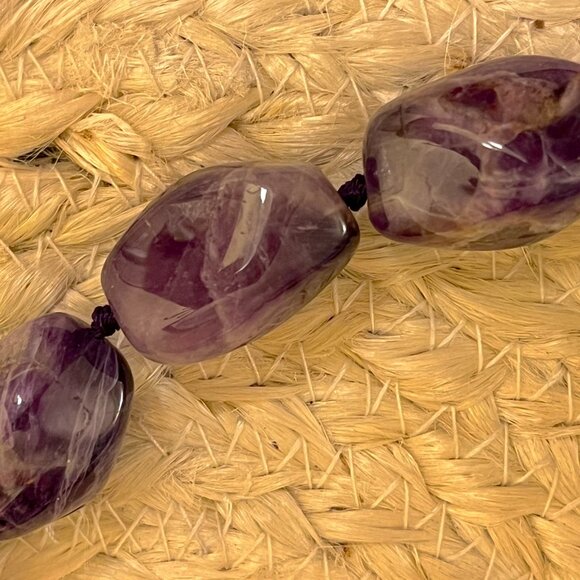 Chevron Amethyst Chunky Necklace - Hand Knotted - 18"-20" - Picture 3 of 5